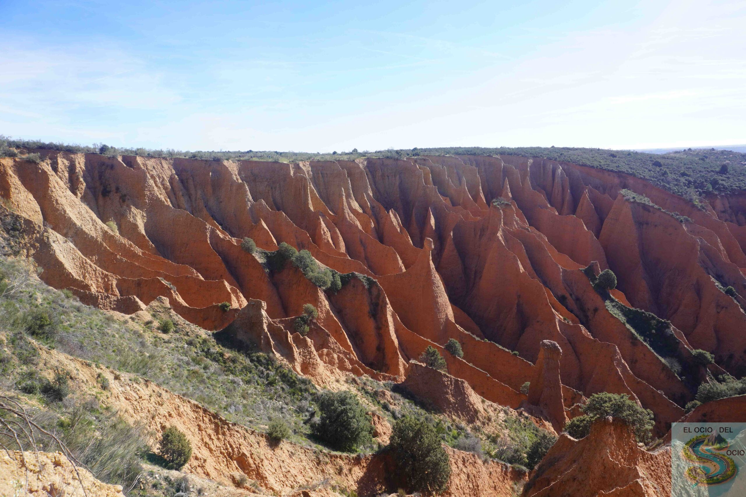 naturaleza, cesped y arena rojiza